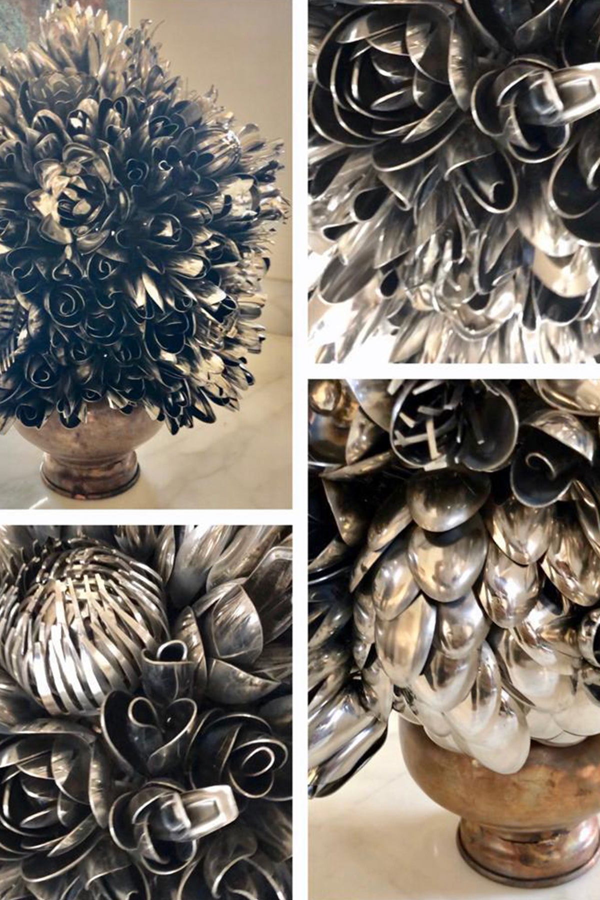 Metal Flower Vase Sculpture