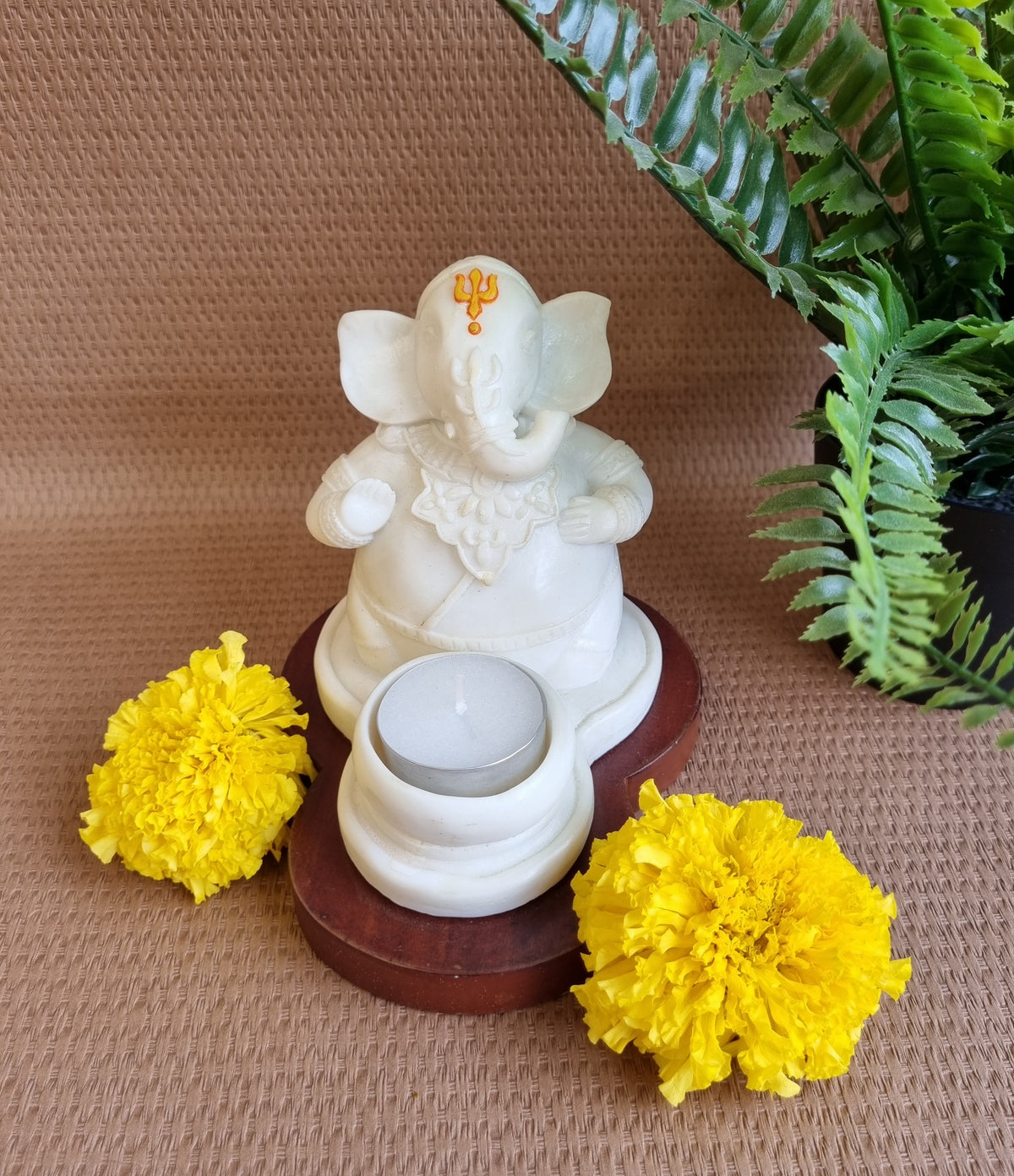 Pedestaled Ganesha with Tealight