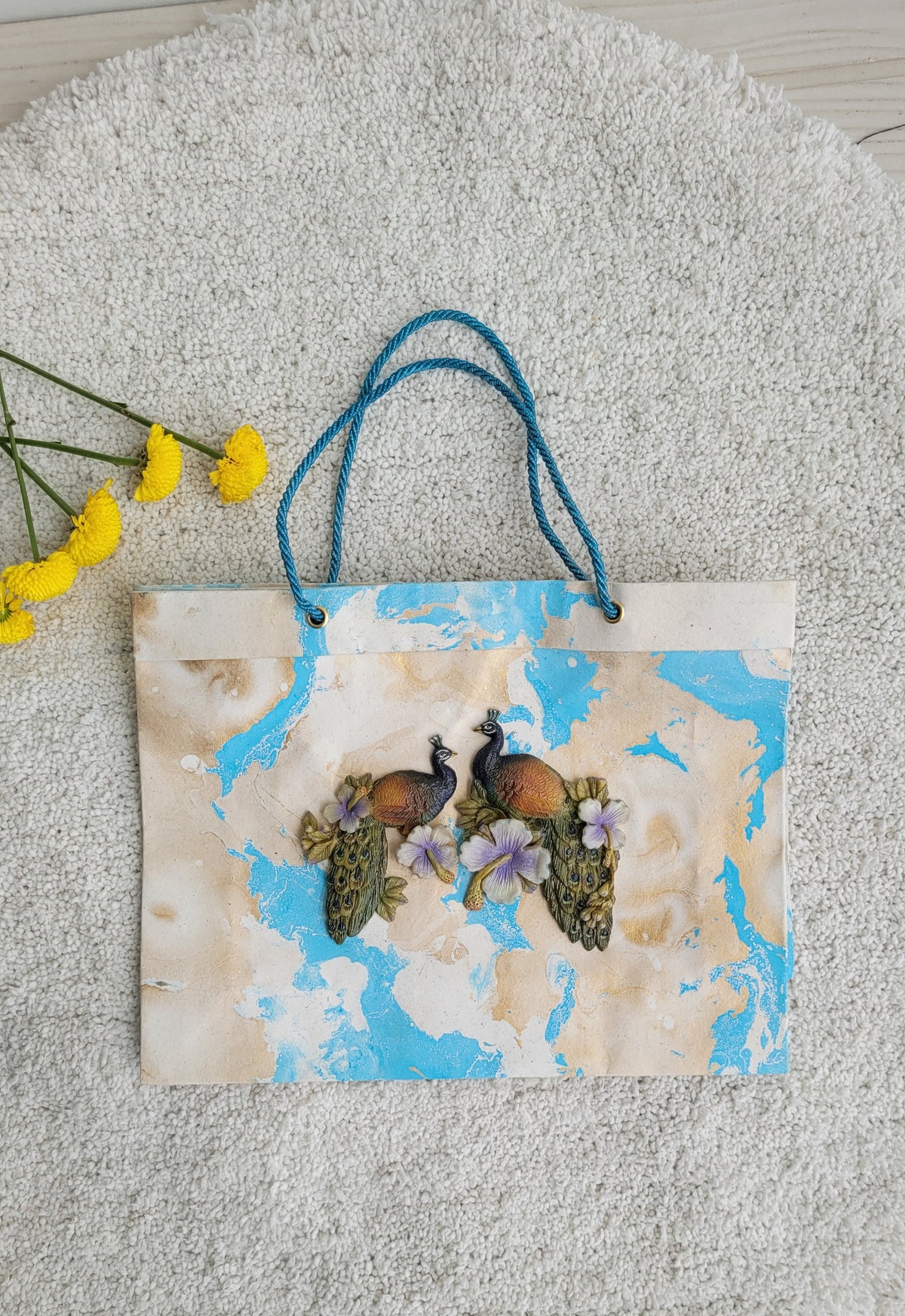 Decorative Paper Bag Set: Cerulean Peacock, Taffy Rose, and Florals Combo