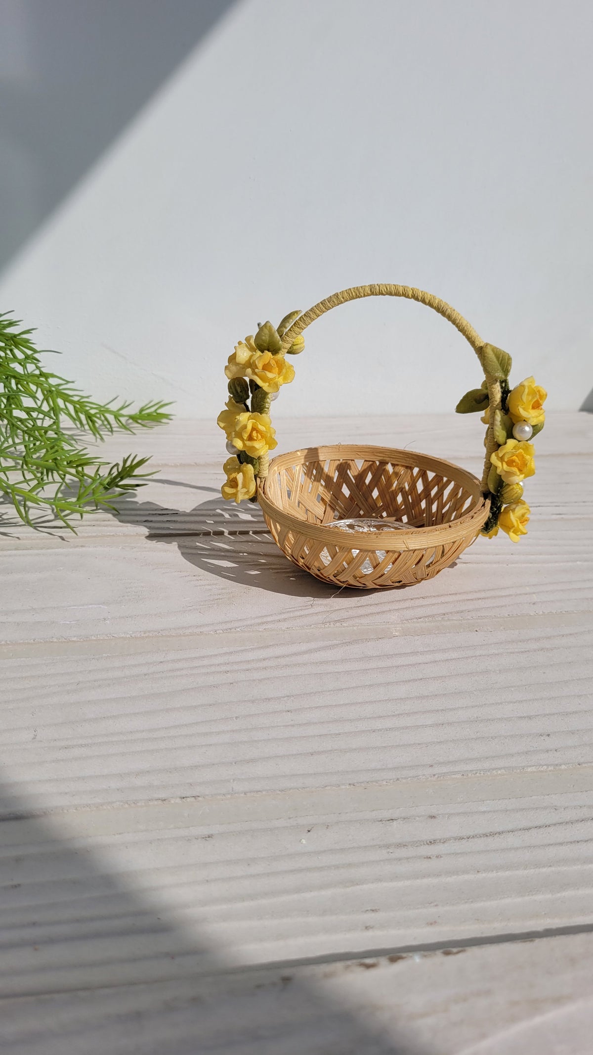 Yellow Rosy Cane Basket