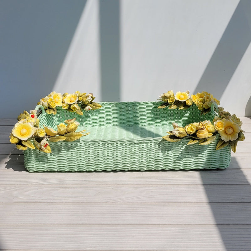 Mint Orchard Wicker Tray