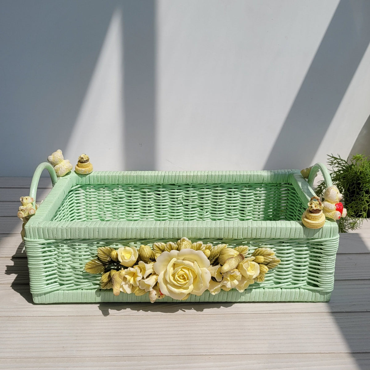 Mint Orchard Wicker Towel Basket