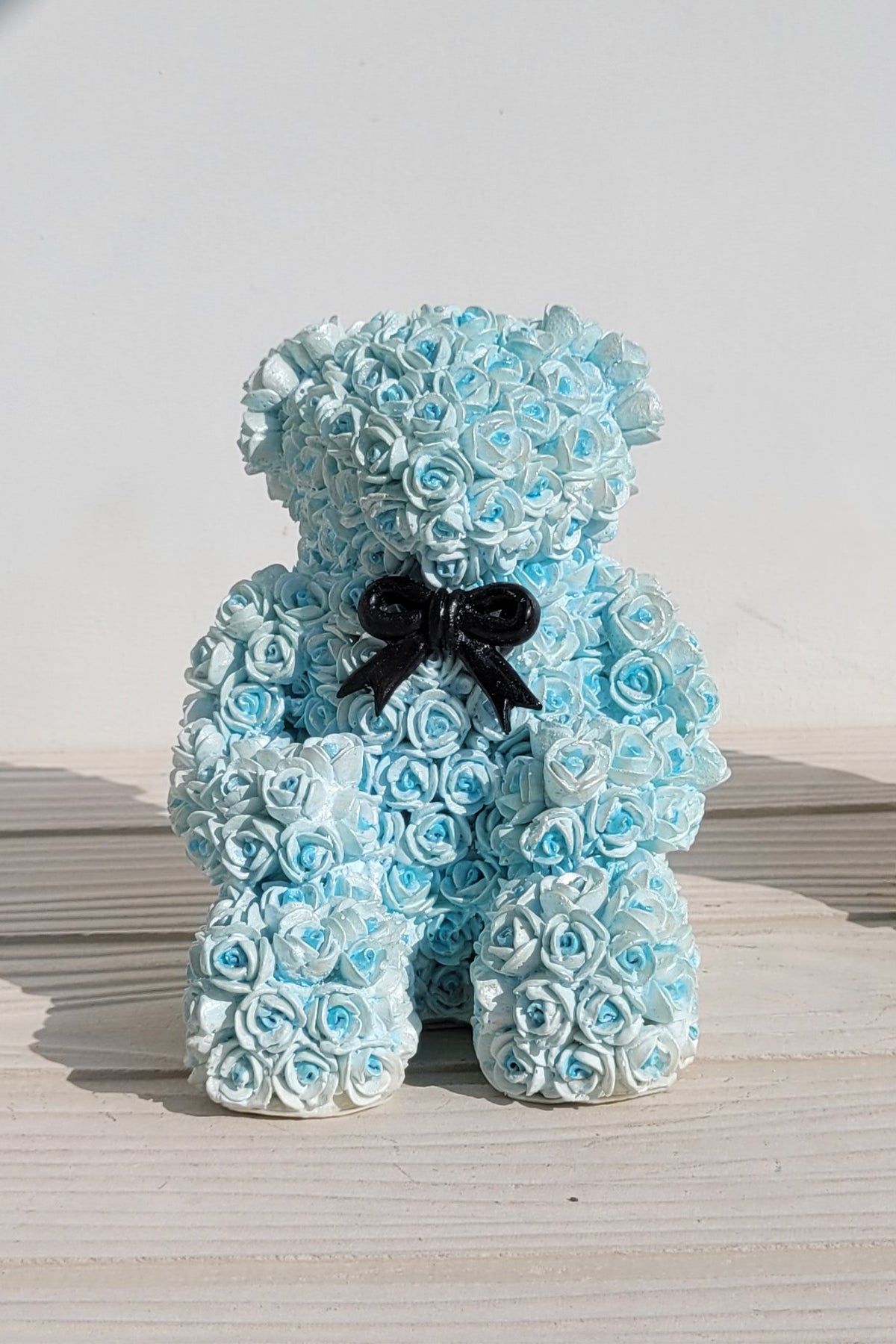 Blue Roses Teddy Bear Sculpture