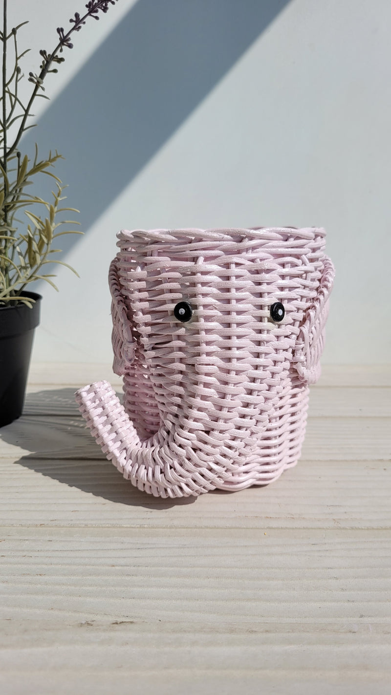 Elephant Trunk Blush Wicker Basket