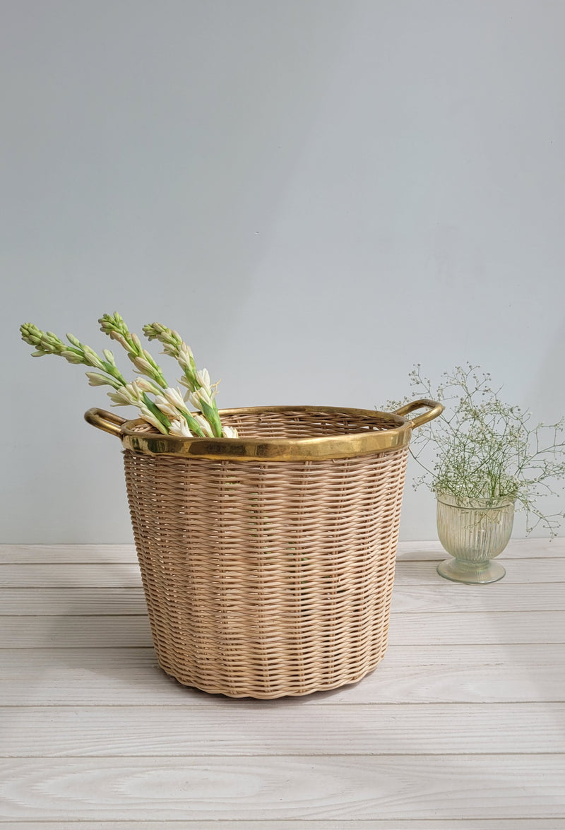 Caramel Luxe Wicker Basket (Round)