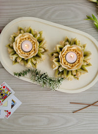 Duo Rose Candle Platter (Buttermilk)