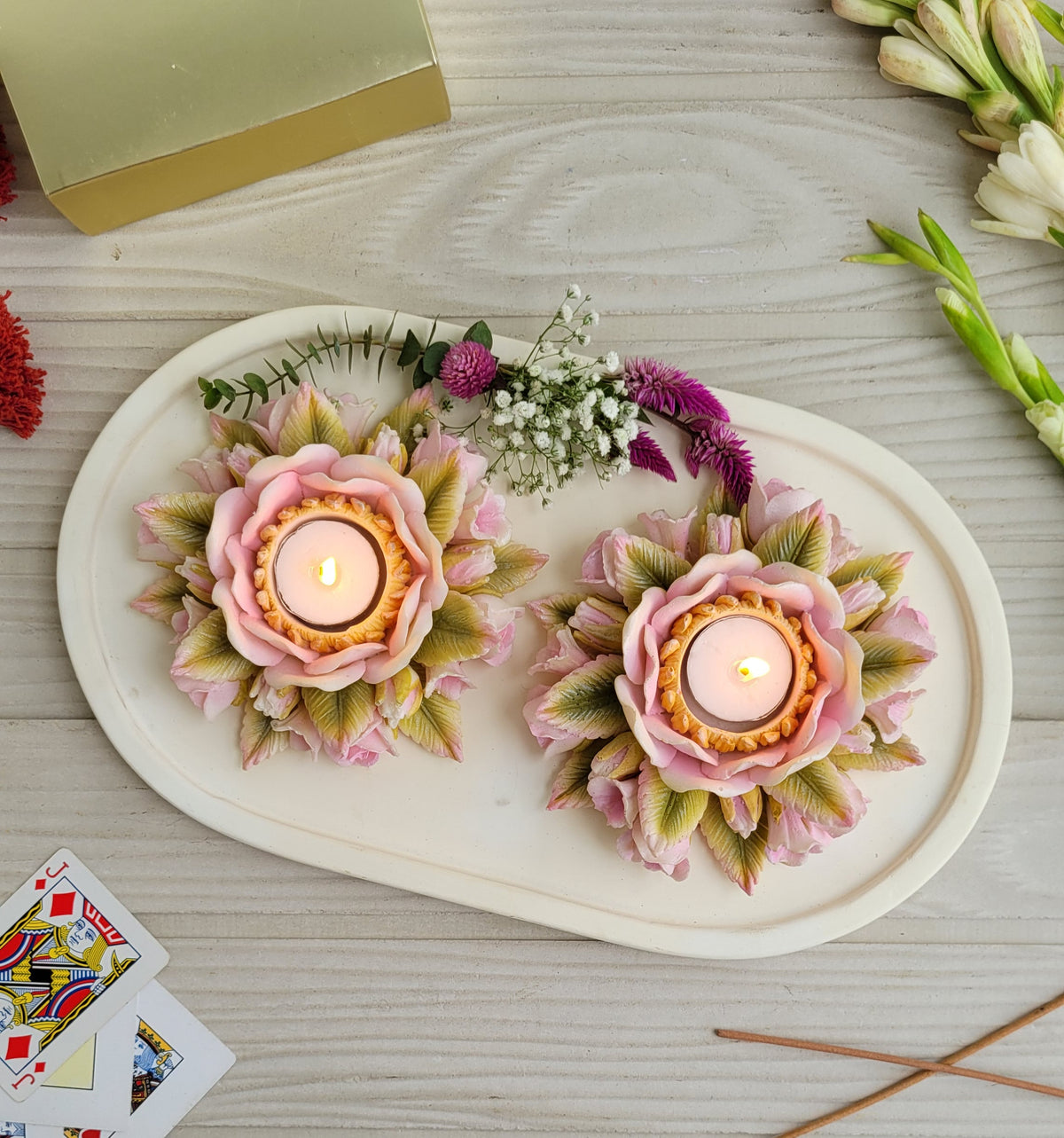 Duo Rose Candle Platter (Blush)