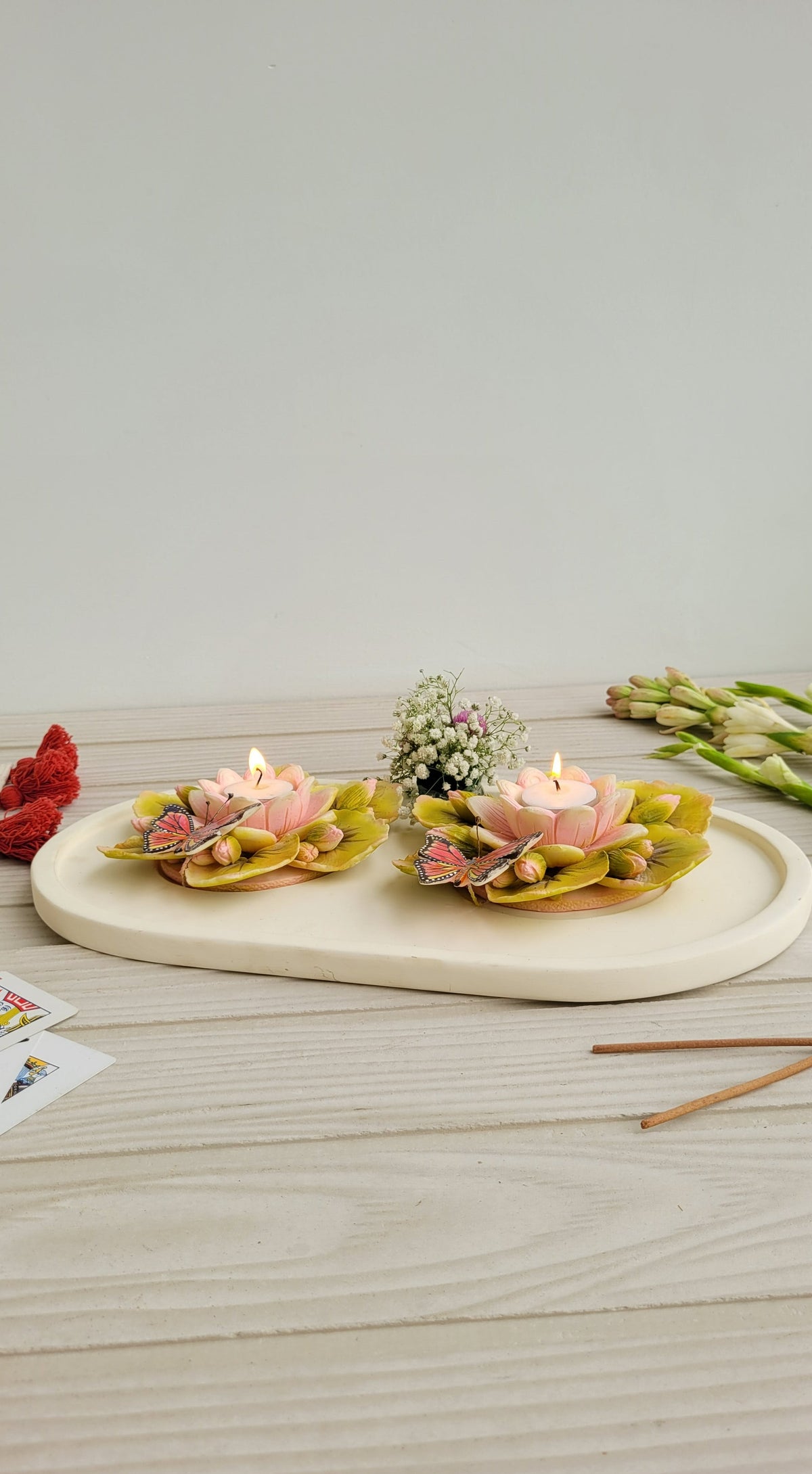 Duo Lotus Candle Platter (Blush)