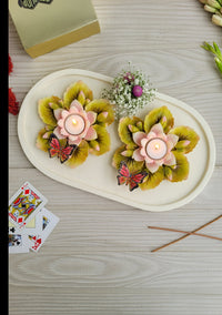 Duo Lotus Candle Platter (Blush)