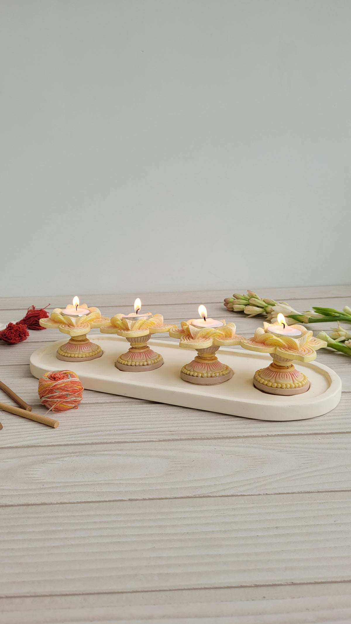 Quad Buttermilk Candle Platter