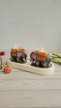 Duo Elephant Candle Platter