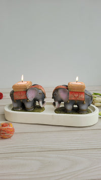 Duo Elephant Candle Platter