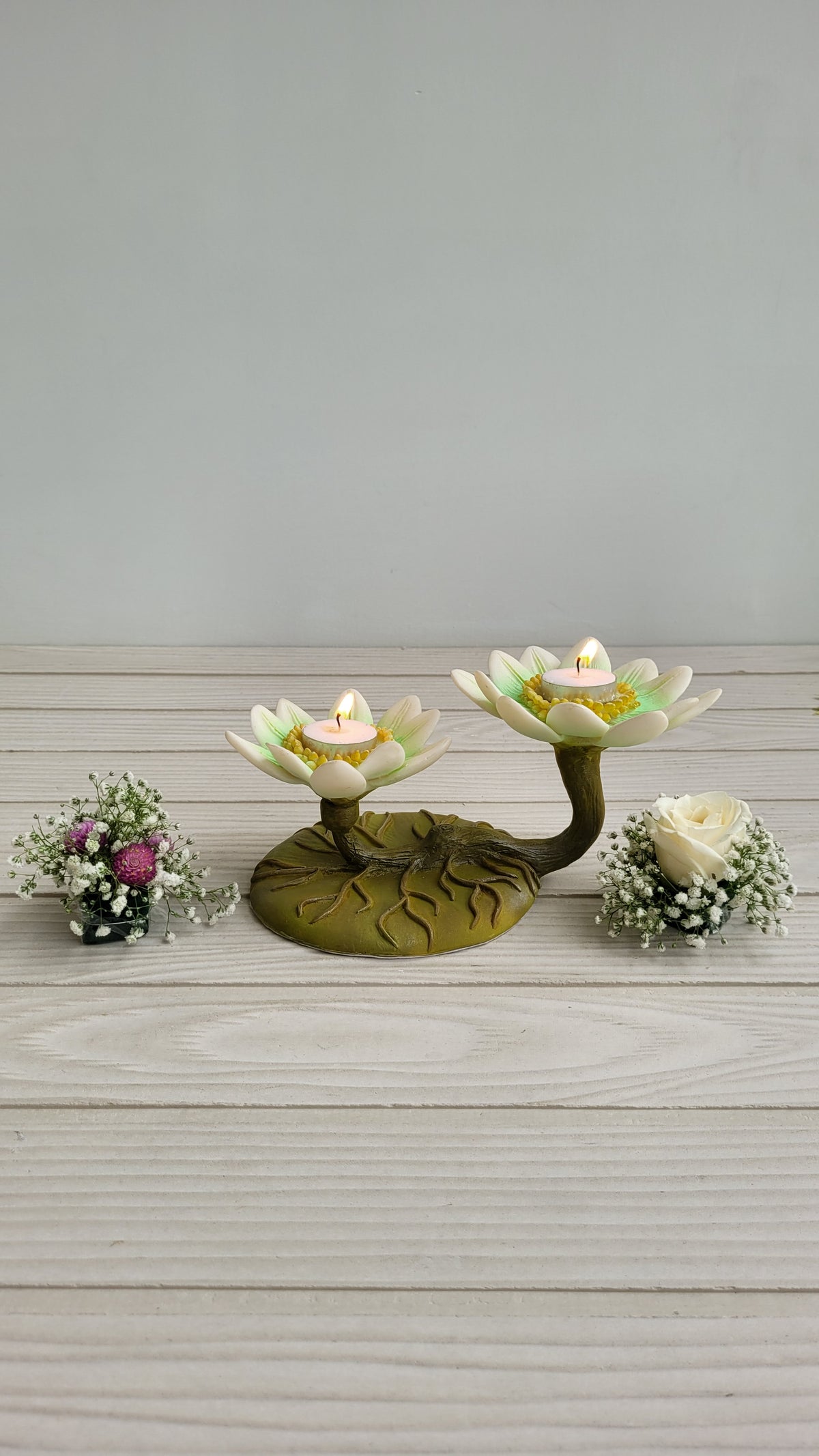 Duo Lotus Candle (Green)