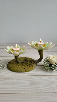 Duo Lotus Candle (Green)