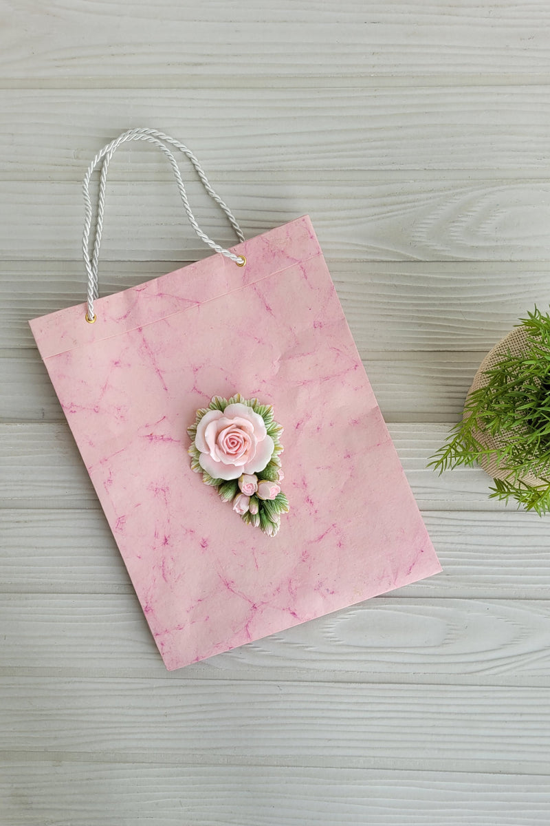 Rosette Paper Bag Set: Lime and Blush Rosette Combo