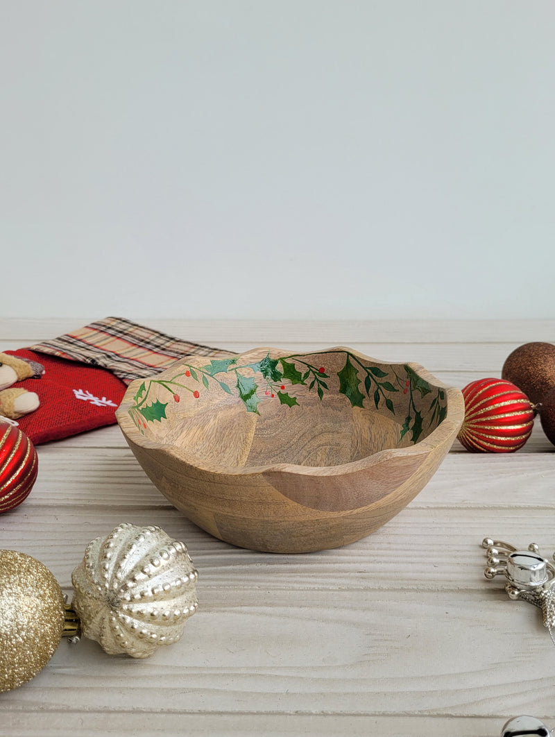 Mistletoe Hand-Painted Bowl