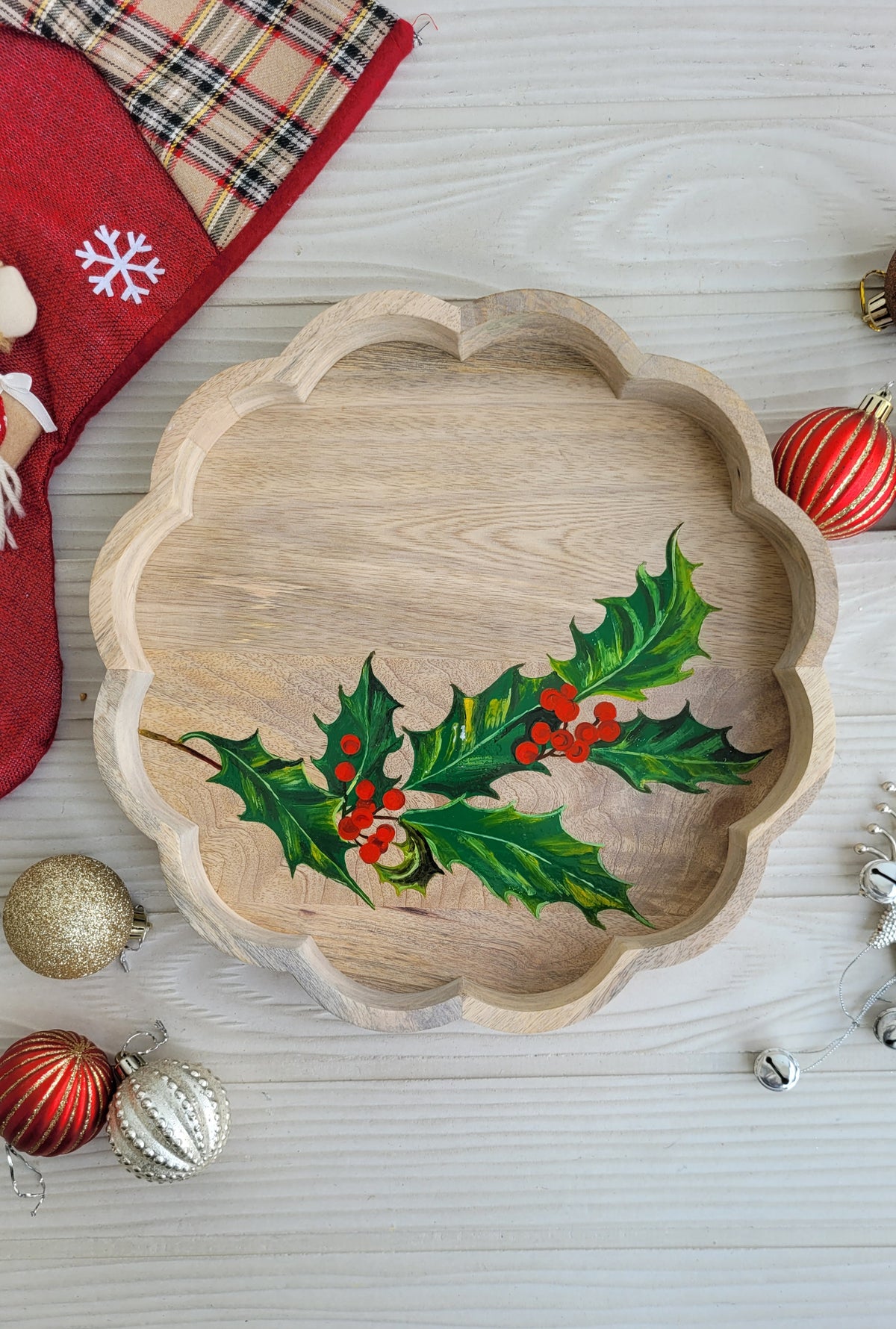 Mistletoe Hand-Painted Tray