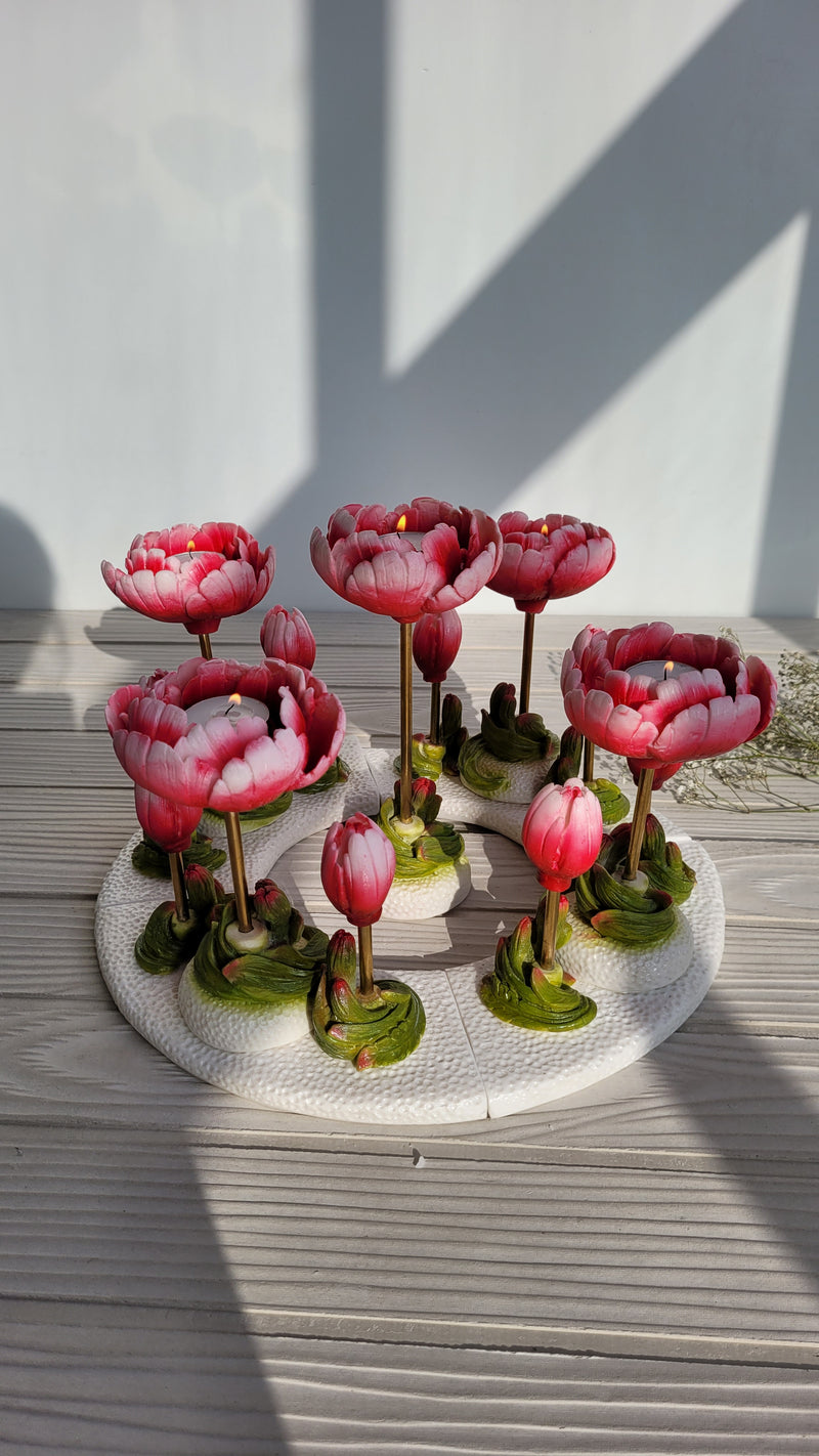 Fuchsia Peony Candle Stand