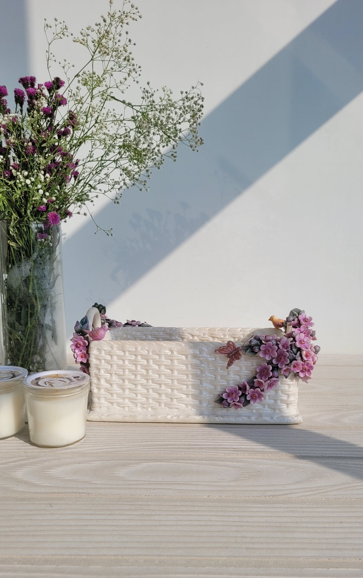 Lavender Field Ivory Basket