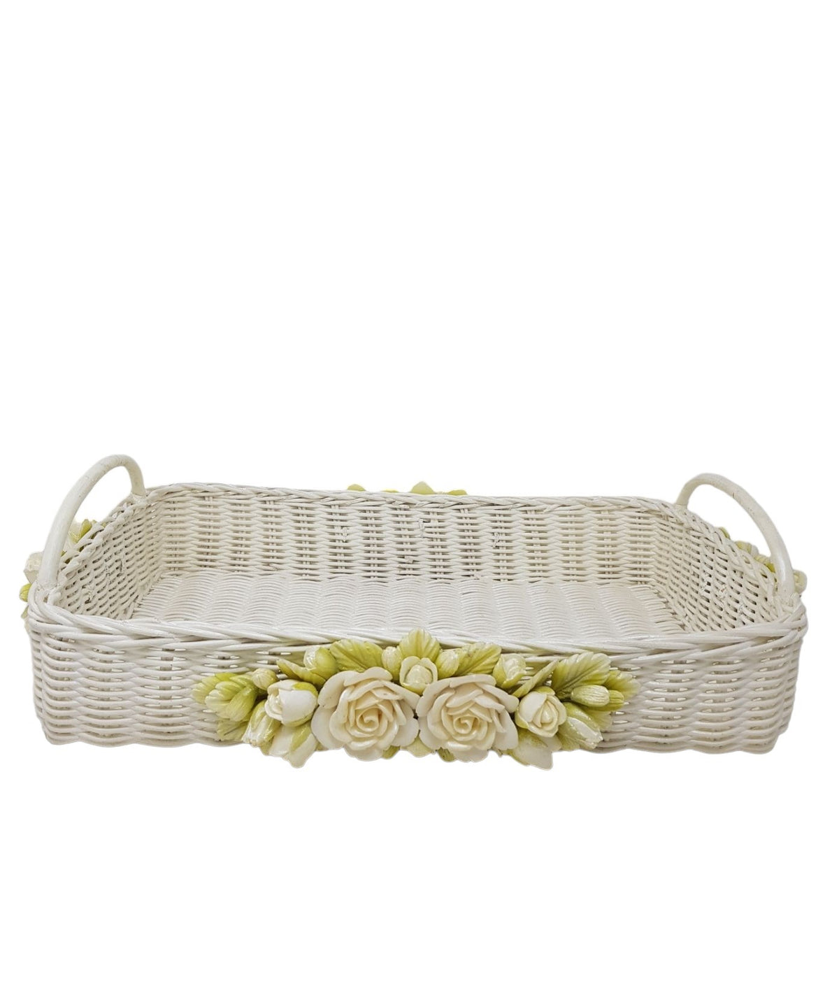 Ivory Rose-Metallic Basket (L)