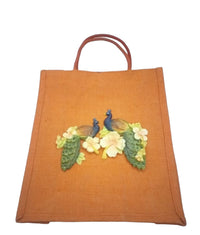 Jute Bag Set: Medallion and Tangerine Peahen Combo