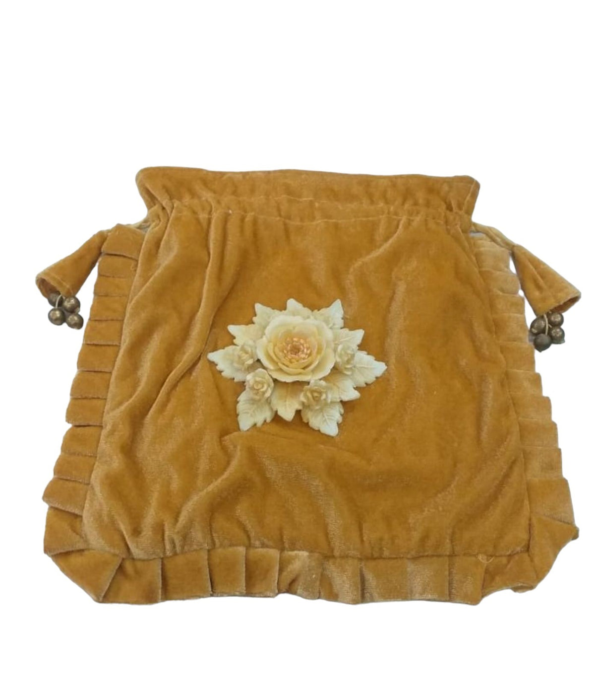 Mustard rose embellished Potli Bag