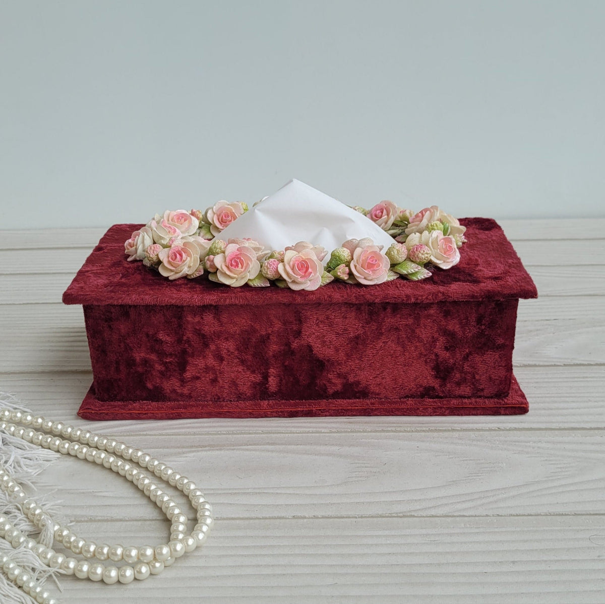 Velvet Red Tissue Box