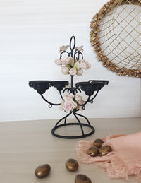 Rosy Perched Candle Holder (Black)