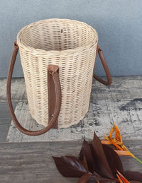 Cinnamon Cylindrical Cane Basket