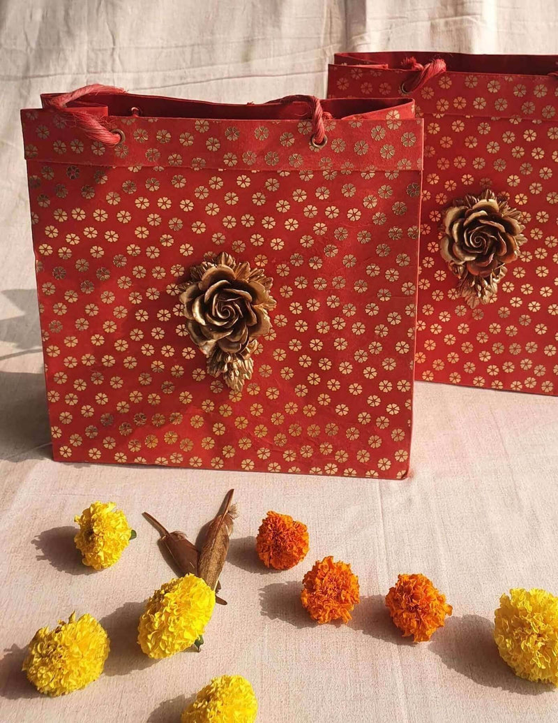 Natural Jute Linen Floral Potlis Burlap Diwali Gift Pouches Bags -10Pack