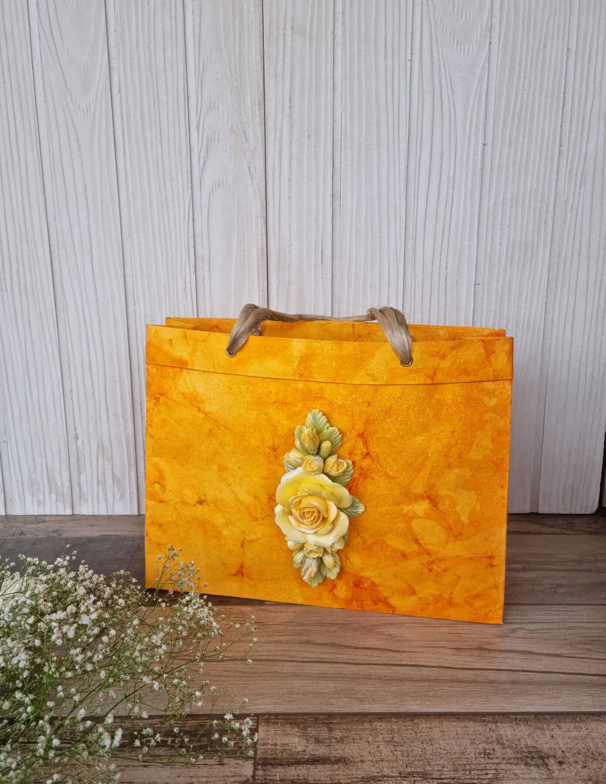 Ginger Orange rose embellished Bag