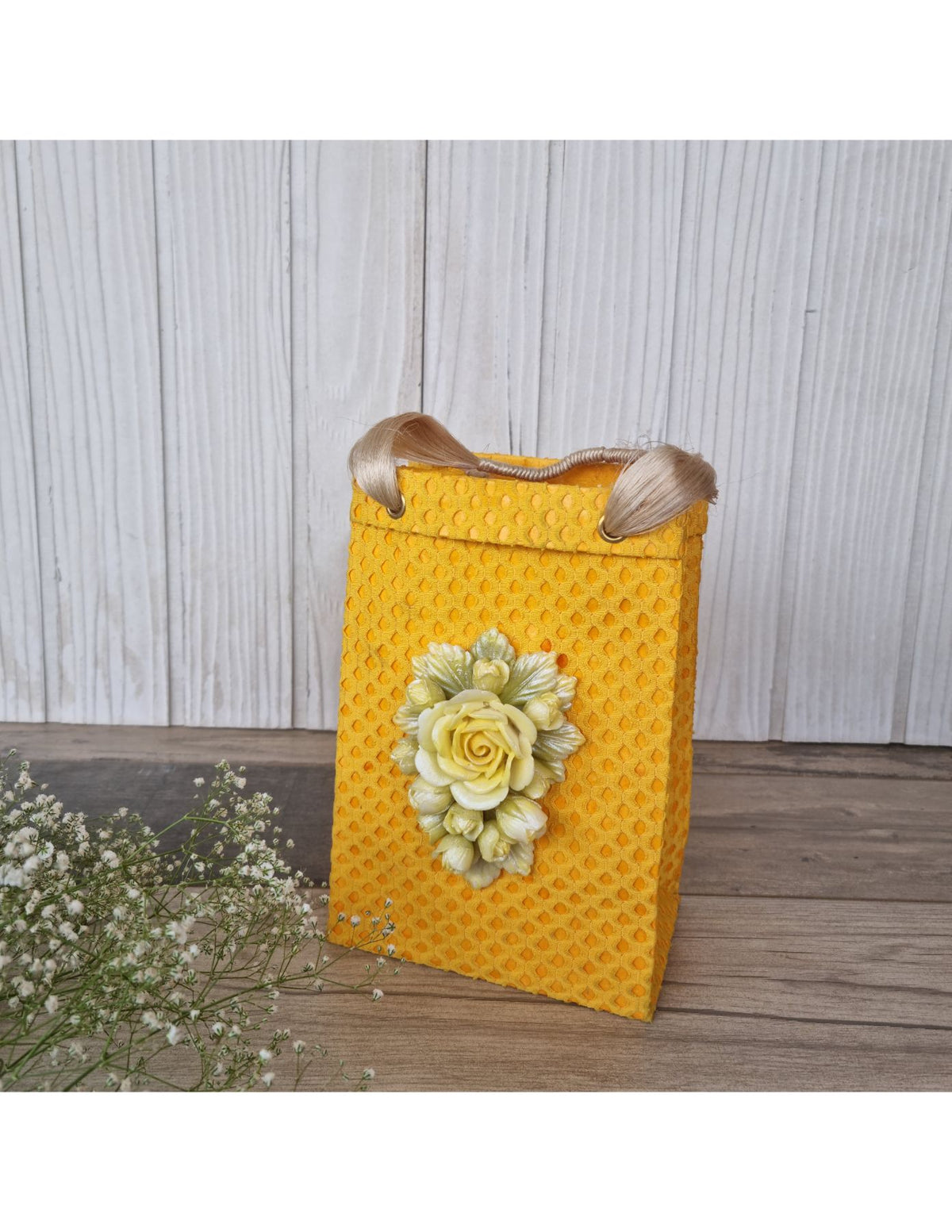 Floral Stationery and Storage Set: Rosa Honey Envelope and Bumblebee Rose Textiles Bag Combo