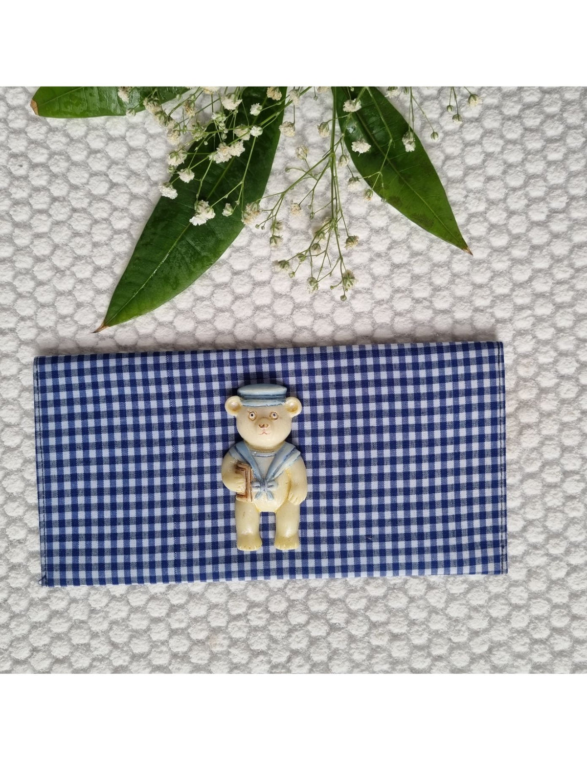 Teddy Envelope Set: Cobalt Checkered and Ivory Combo