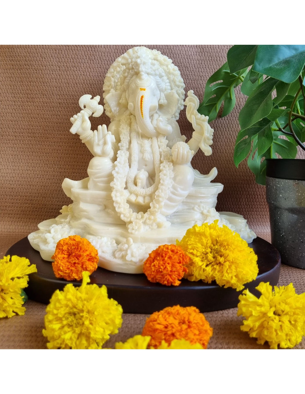 "Royal-Ivory Ganesh Idol