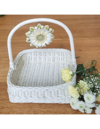 Flower-tasseled Ivory Basket