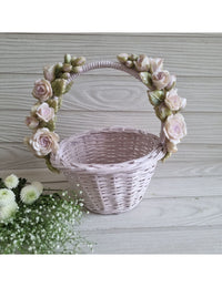 Rosy Lavender Cane Basket