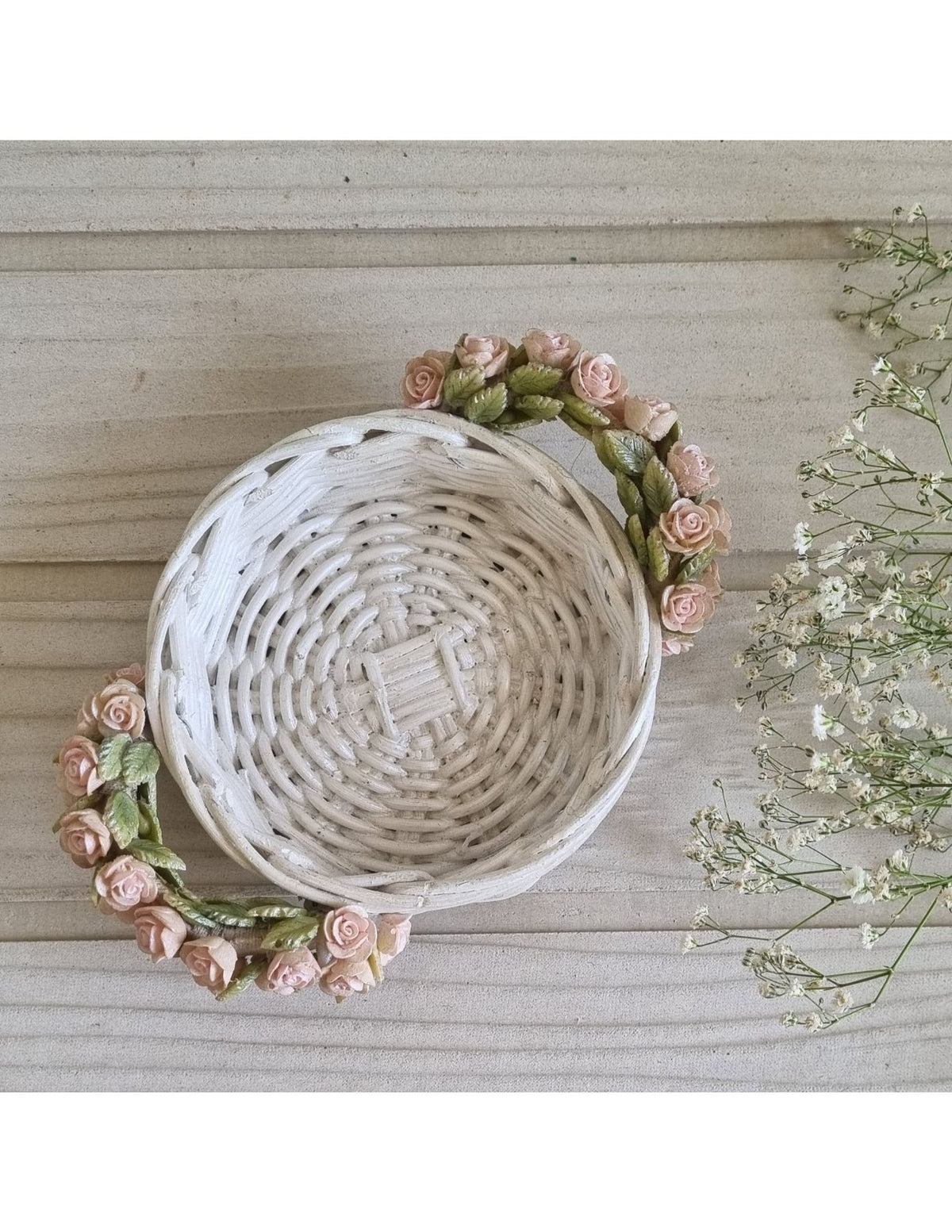 Floral Embellished Disc Basket