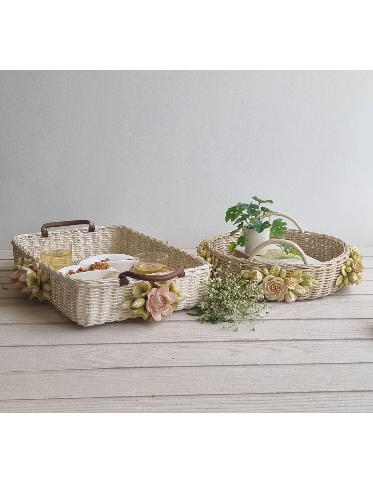 White Floret Basket