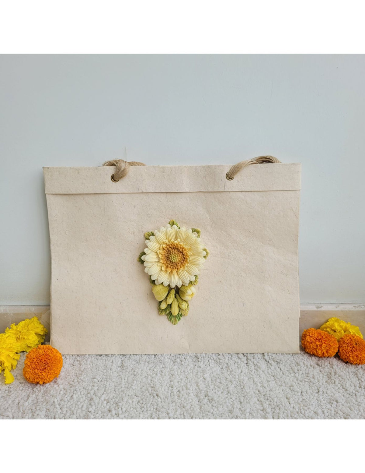 Floral Bag Set: Ginger Orange Rose, Dandelion Sunflower Jute, and Blush Twig Combo