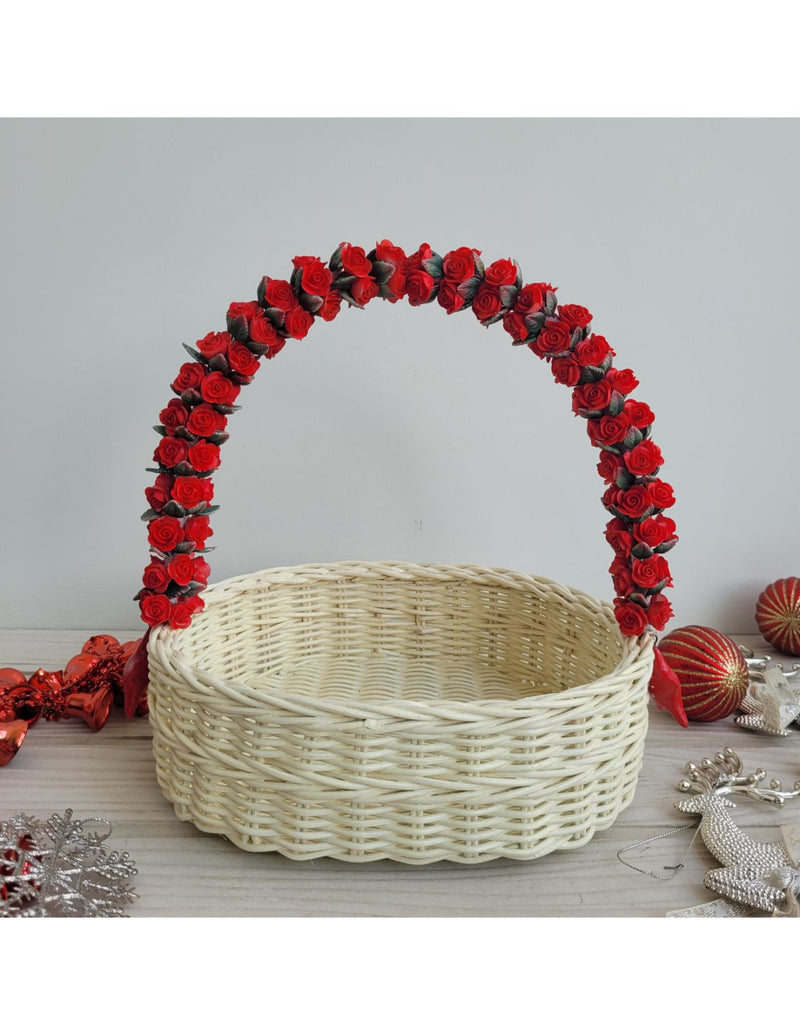 Oval Basket with Red Marble