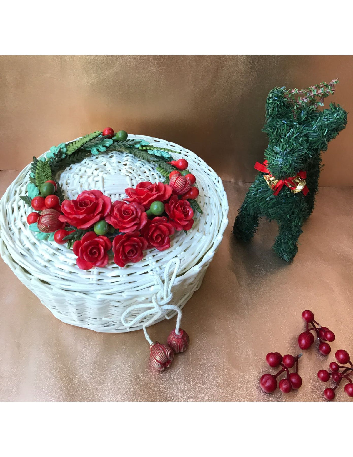 Ivory rose Cane Basket